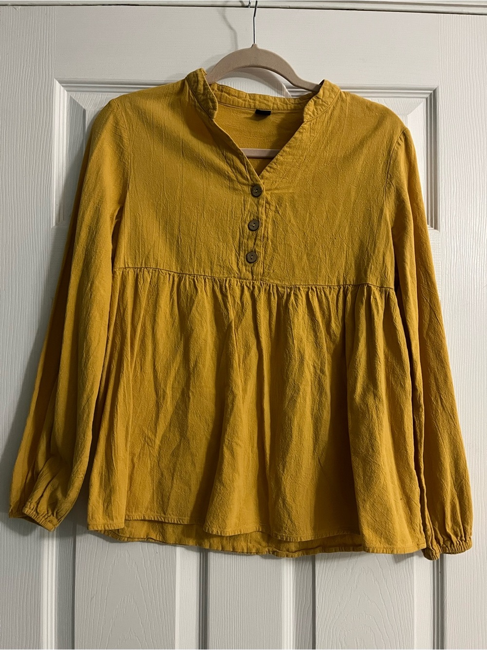SHEIN Mustard Button-Front Peasant Tunic
